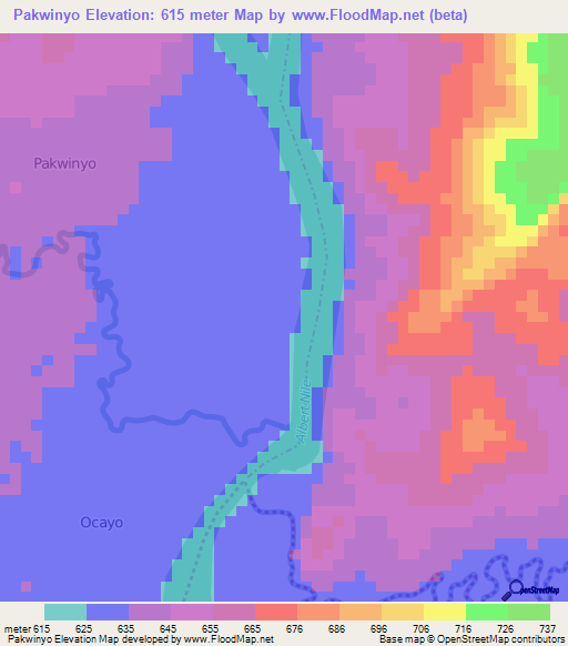Pakwinyo,Uganda Elevation Map