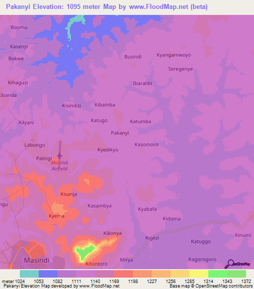 Pakanyi,Uganda Elevation Map