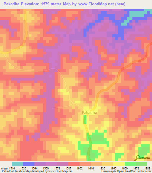 Pakadha,Uganda Elevation Map