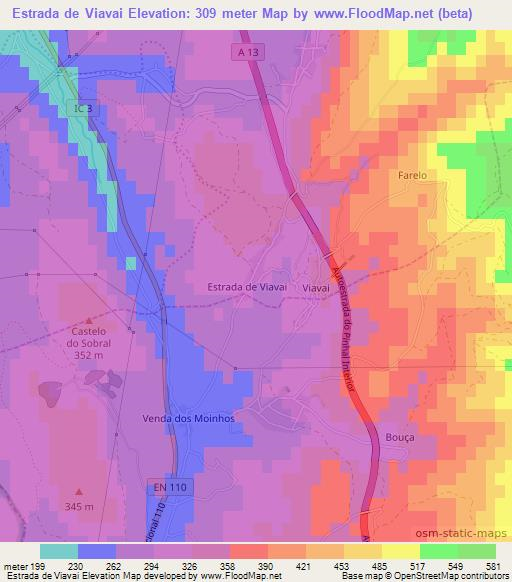 Estrada de Viavai,Portugal Elevation Map