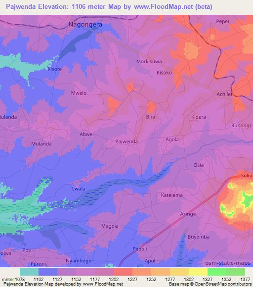 Pajwenda,Uganda Elevation Map