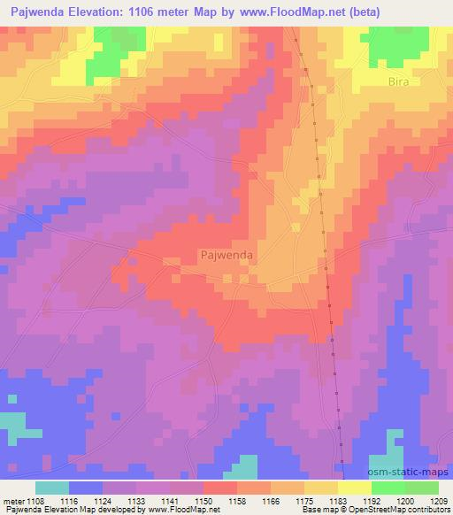 Pajwenda,Uganda Elevation Map