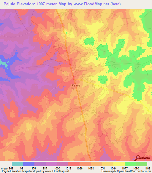 Pajule,Uganda Elevation Map