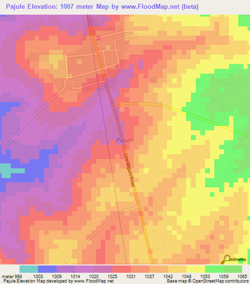 Pajule,Uganda Elevation Map