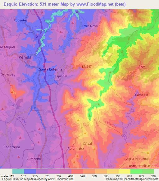 Esquio,Portugal Elevation Map