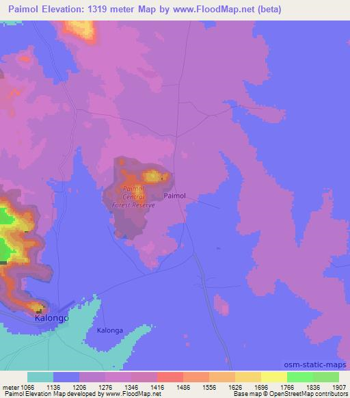 Paimol,Uganda Elevation Map