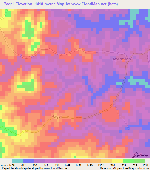 Pagei,Uganda Elevation Map