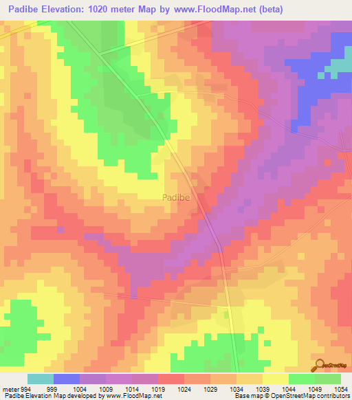 Padibe,Uganda Elevation Map