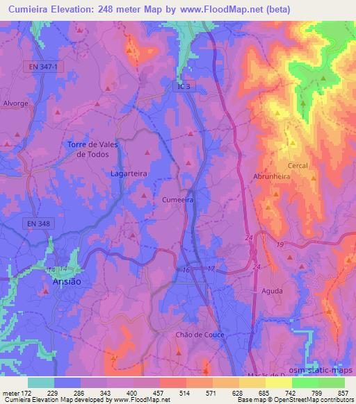 Cumieira,Portugal Elevation Map