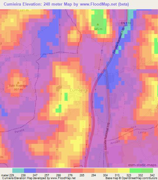 Cumieira,Portugal Elevation Map