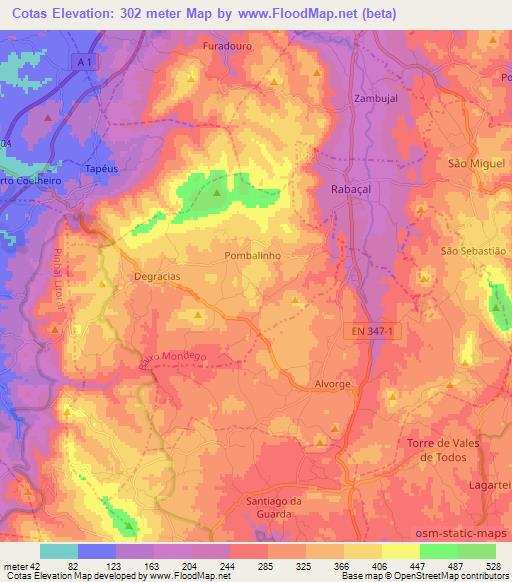 Cotas,Portugal Elevation Map