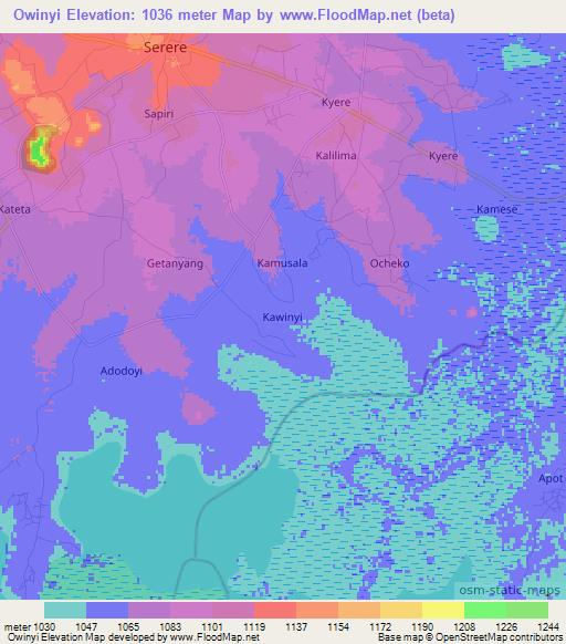 Owinyi,Uganda Elevation Map