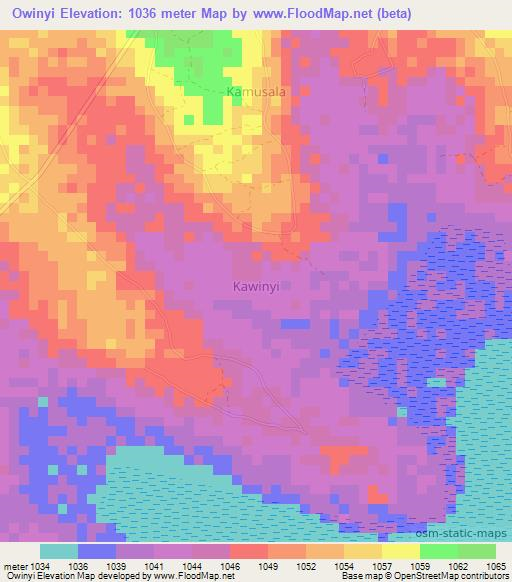 Owinyi,Uganda Elevation Map