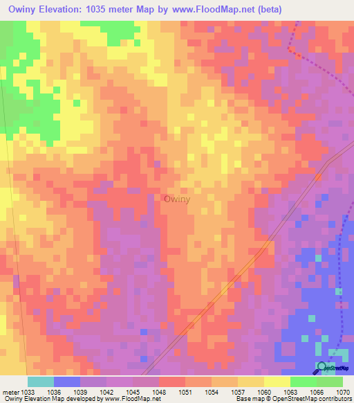 Owiny,Uganda Elevation Map