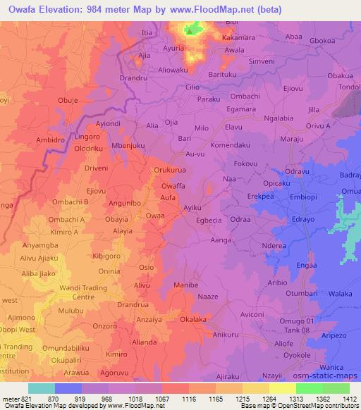 Owafa,Uganda Elevation Map