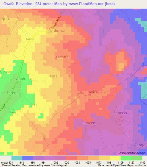 Owafa,Uganda Elevation Map