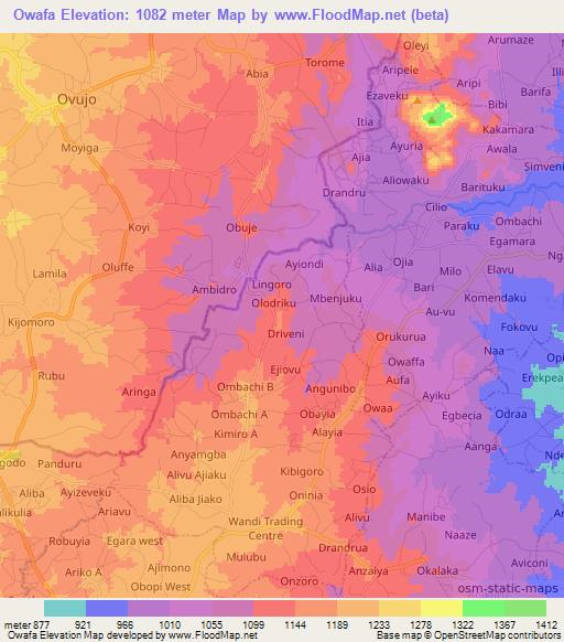 Owafa,Uganda Elevation Map