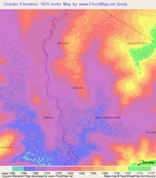Ousuko,Uganda Elevation Map