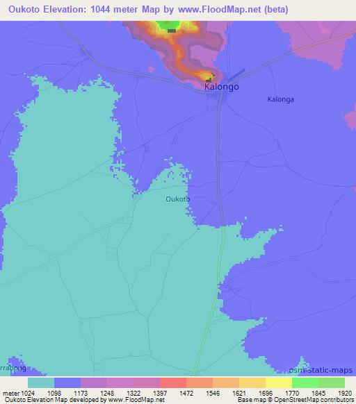 Oukoto,Uganda Elevation Map