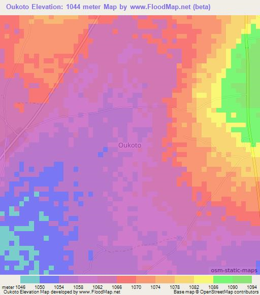 Oukoto,Uganda Elevation Map