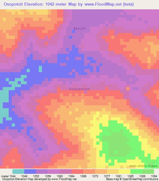 Osopotoit,Uganda Elevation Map