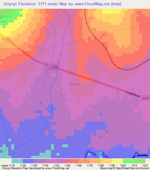 Oriyoyi,Uganda Elevation Map