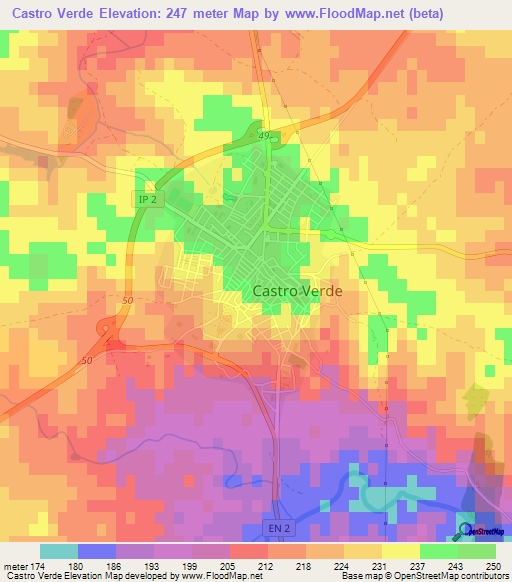 Castro Verde,Portugal Elevation Map