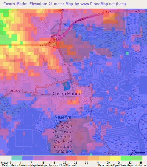 Castro Marim,Portugal Elevation Map