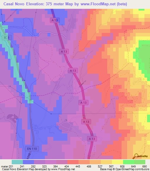 Casal Novo,Portugal Elevation Map