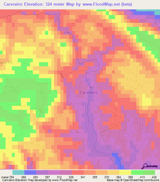 Carvoeiro,Portugal Elevation Map
