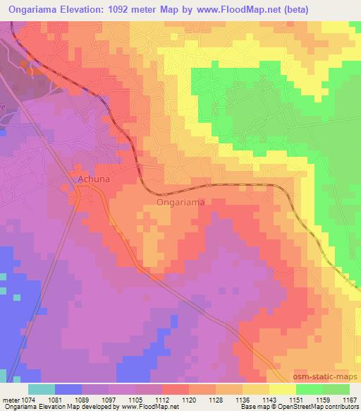 Ongariama,Uganda Elevation Map