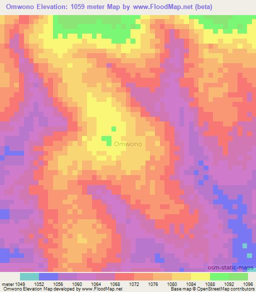 Omwono,Uganda Elevation Map