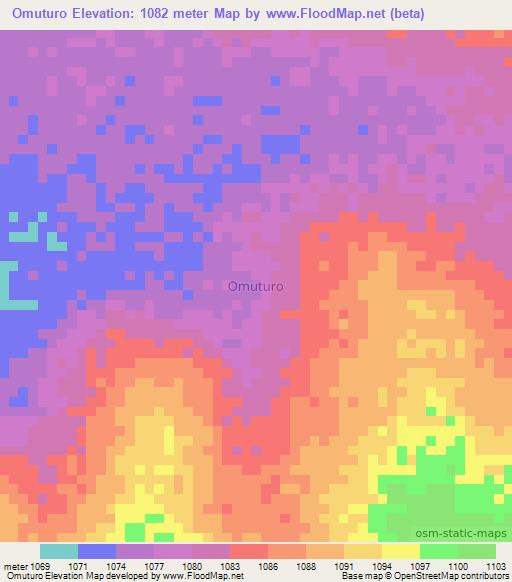 Omuturo,Uganda Elevation Map