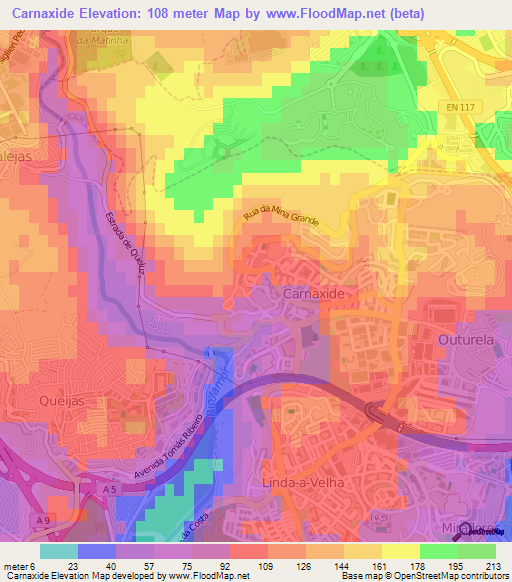 Carnaxide,Portugal Elevation Map