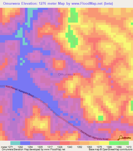 Omurwera,Uganda Elevation Map