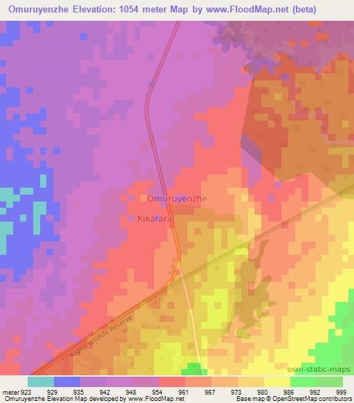Omuruyenzhe,Uganda Elevation Map