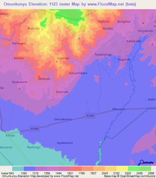 Omunkunyu,Uganda Elevation Map