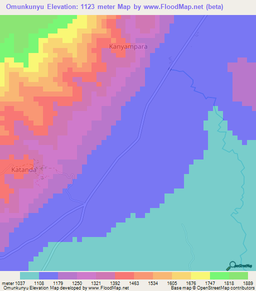 Omunkunyu,Uganda Elevation Map