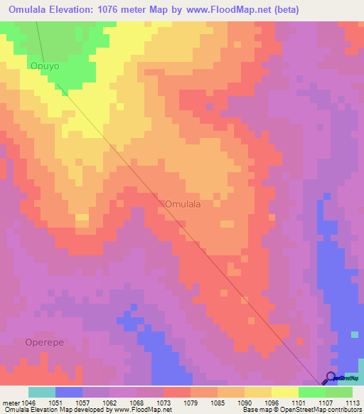 Omulala,Uganda Elevation Map