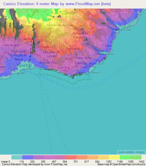 Canico,Portugal Elevation Map