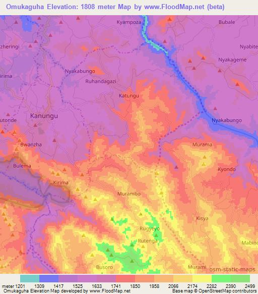 Omukaguha,Uganda Elevation Map