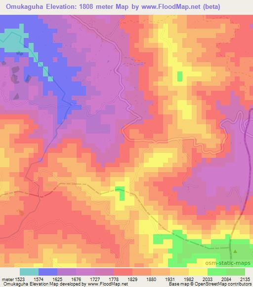 Omukaguha,Uganda Elevation Map