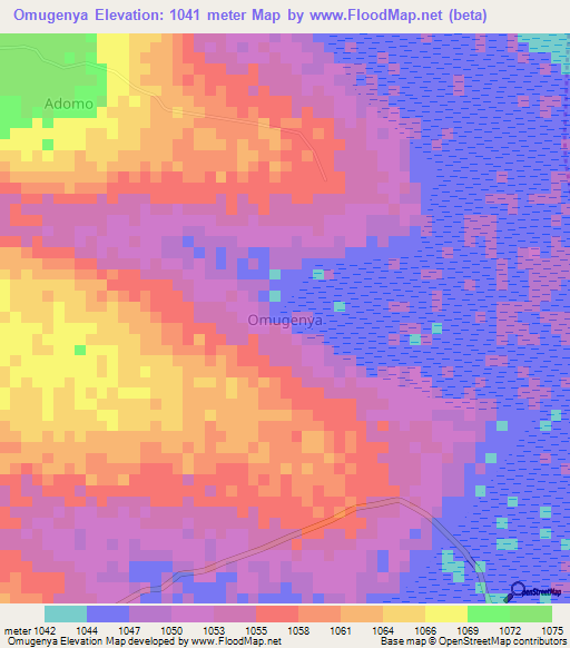Omugenya,Uganda Elevation Map