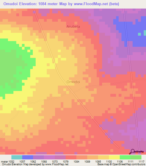 Omudoi,Uganda Elevation Map
