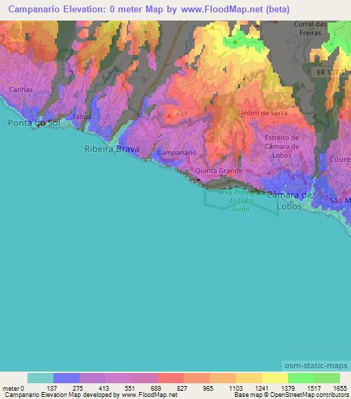 Campanario,Portugal Elevation Map