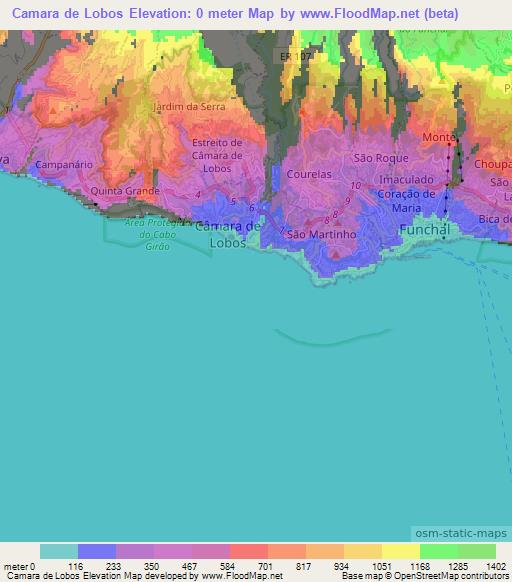 Camara de Lobos,Portugal Elevation Map