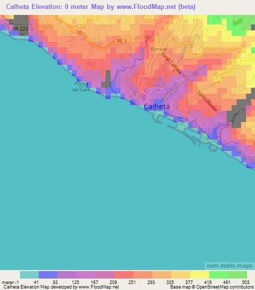 Calheta,Portugal Elevation Map
