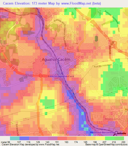 Cacem,Portugal Elevation Map