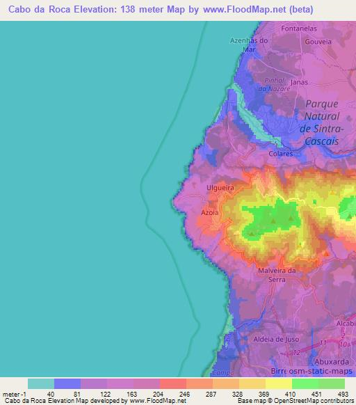 Cabo da Roca,Portugal Elevation Map