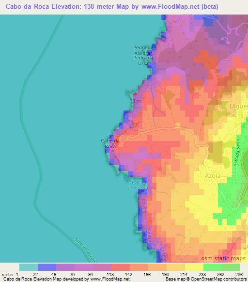 Cabo da Roca,Portugal Elevation Map